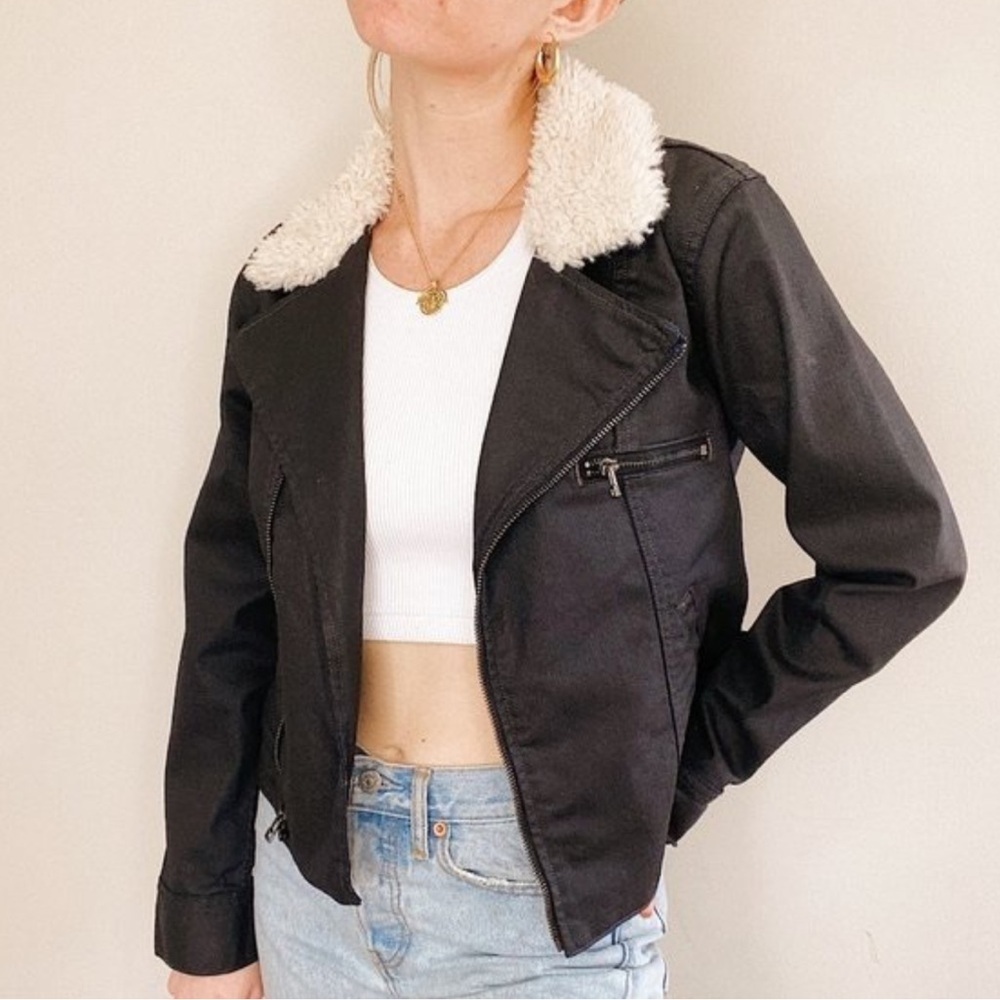 Levi Black Wax Denim Moto Trucker Jacket. Medium #404 - Picture 1 of 10